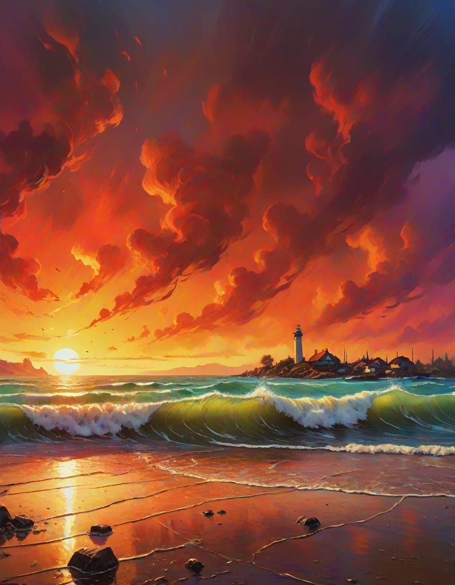 Stunning Neo-Expressionist Sunset Masterpiece