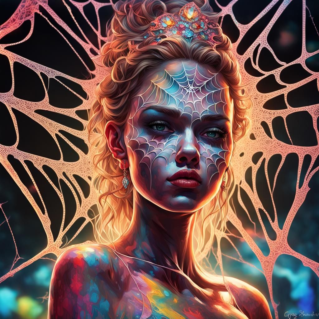 A spiderweb princess with spiderweb translucent diamonds
