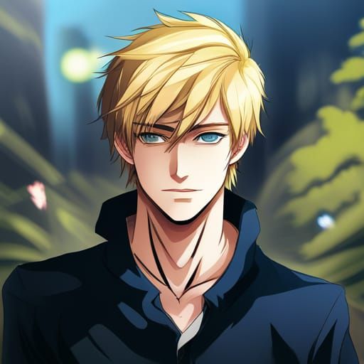 Handsome Boy with Yellow Hair: Anime Style