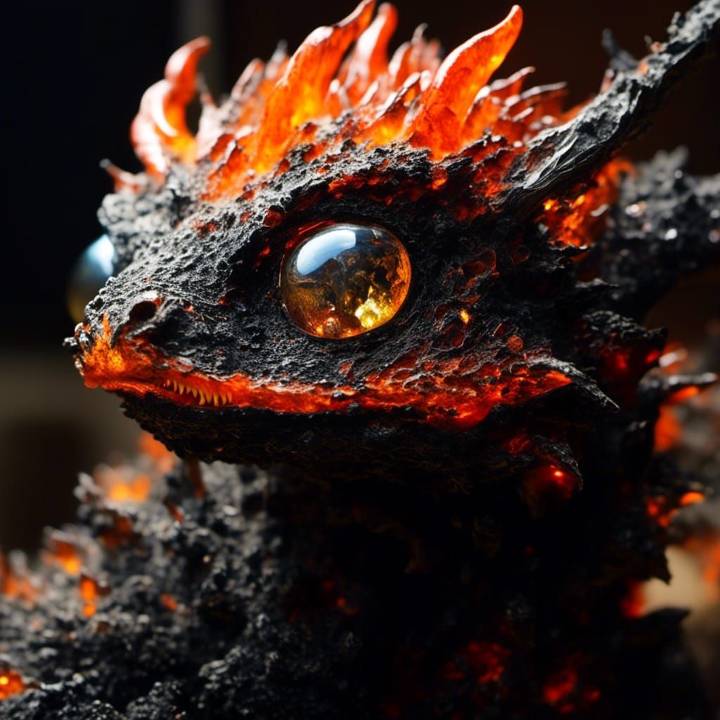 Glowing Lava Crystal Dragon Hatchling in Hyperspace