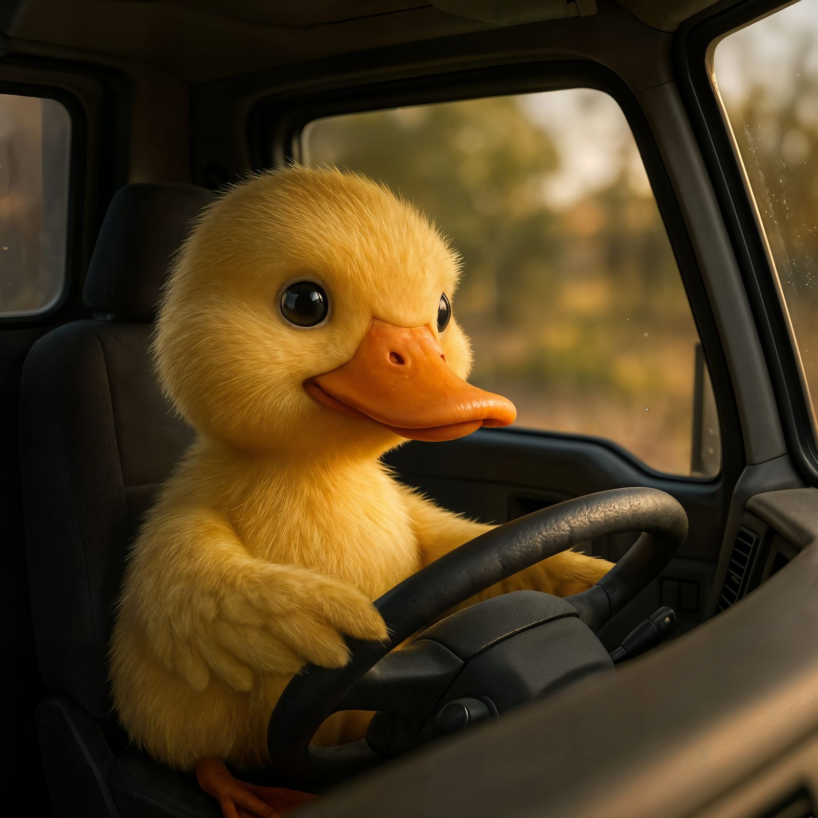 Adorable CGI Duck Driving a Truck