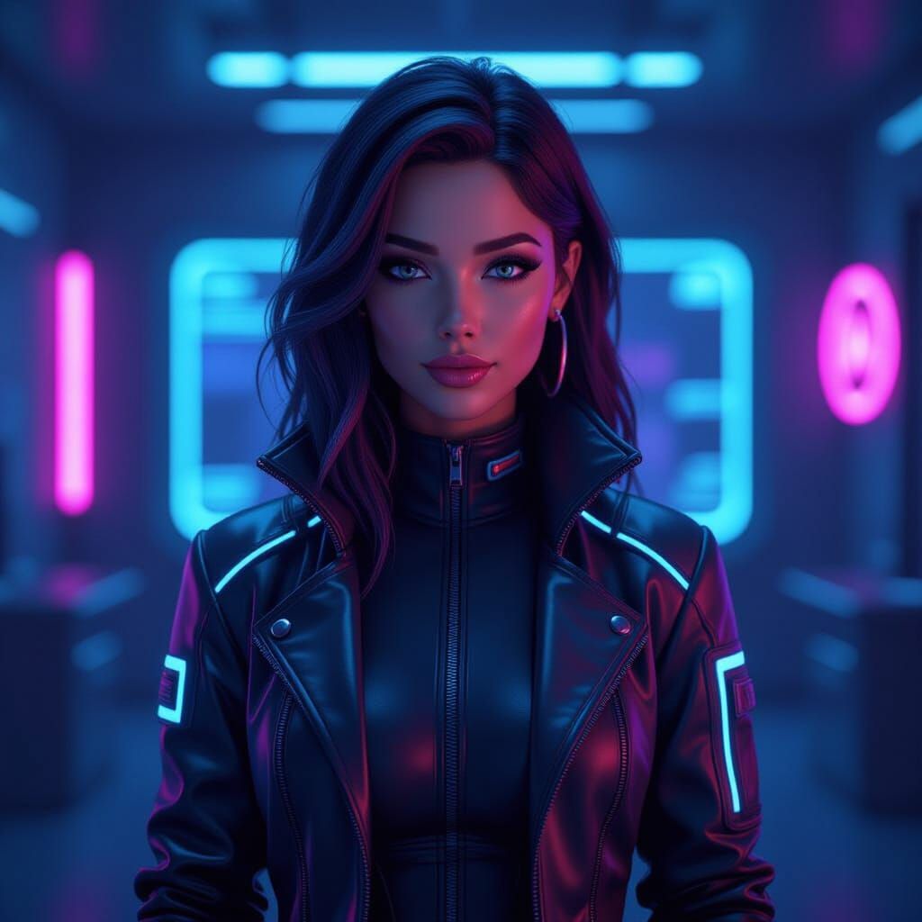 Futuristic Avatar SolarNite in Retro-Futuristic Style