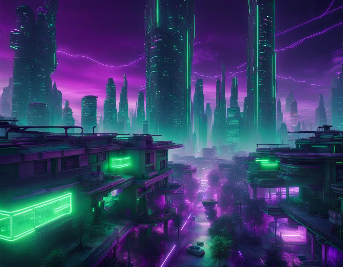 Futuristic Urban Dystopia Dreamscape in Cyberpunk Style