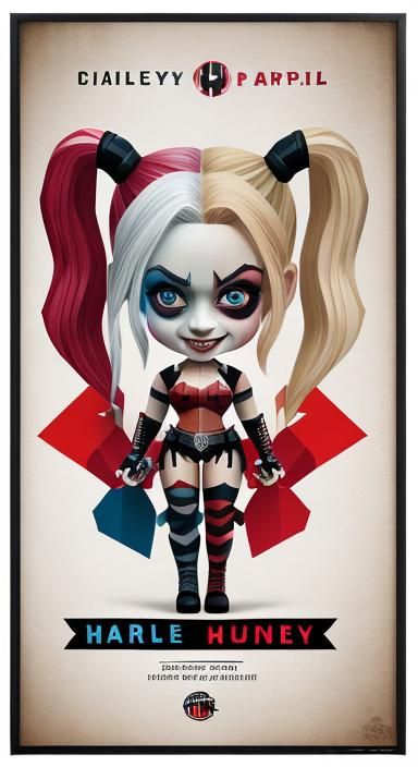 Harley Quinn Papercraft Style Poster