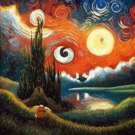 Mythological Dreamscape in Acrylic and Ink