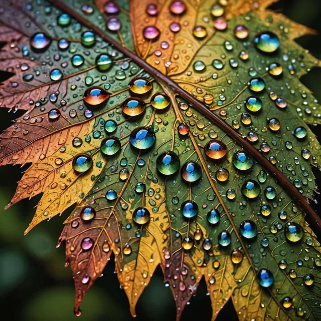 Water Droplet Reflecting Forest: Macro Photography