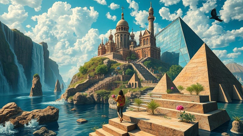 Surreal Floating City Inspired by Bosch