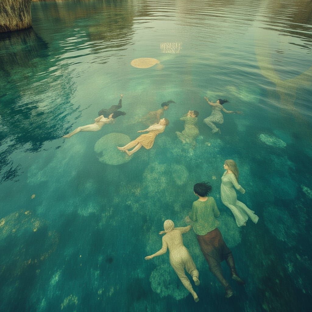 Dreamy Swimmers in Ethereal Geometry Lake