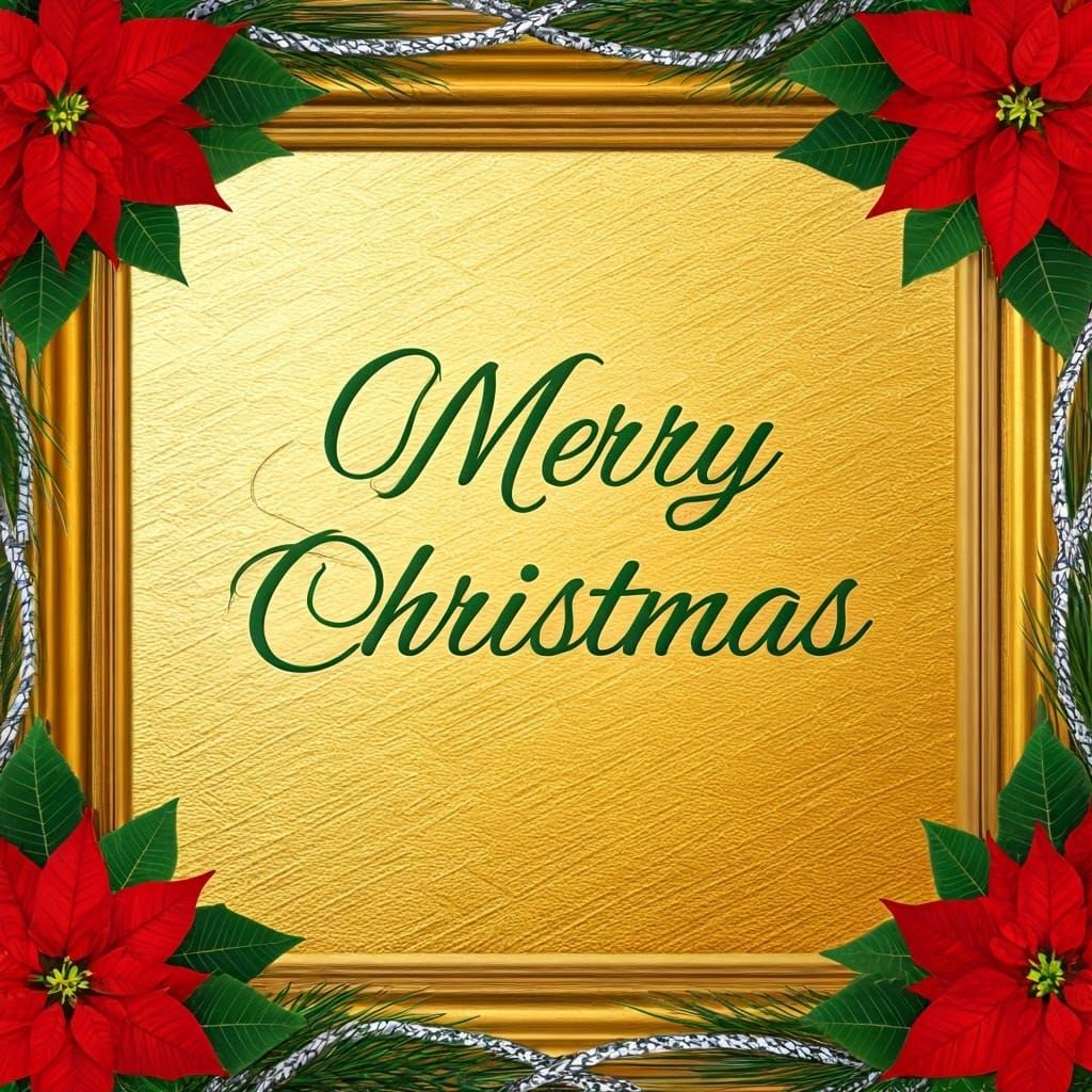 Festive Christmas Scene with Golden Textured Background and...