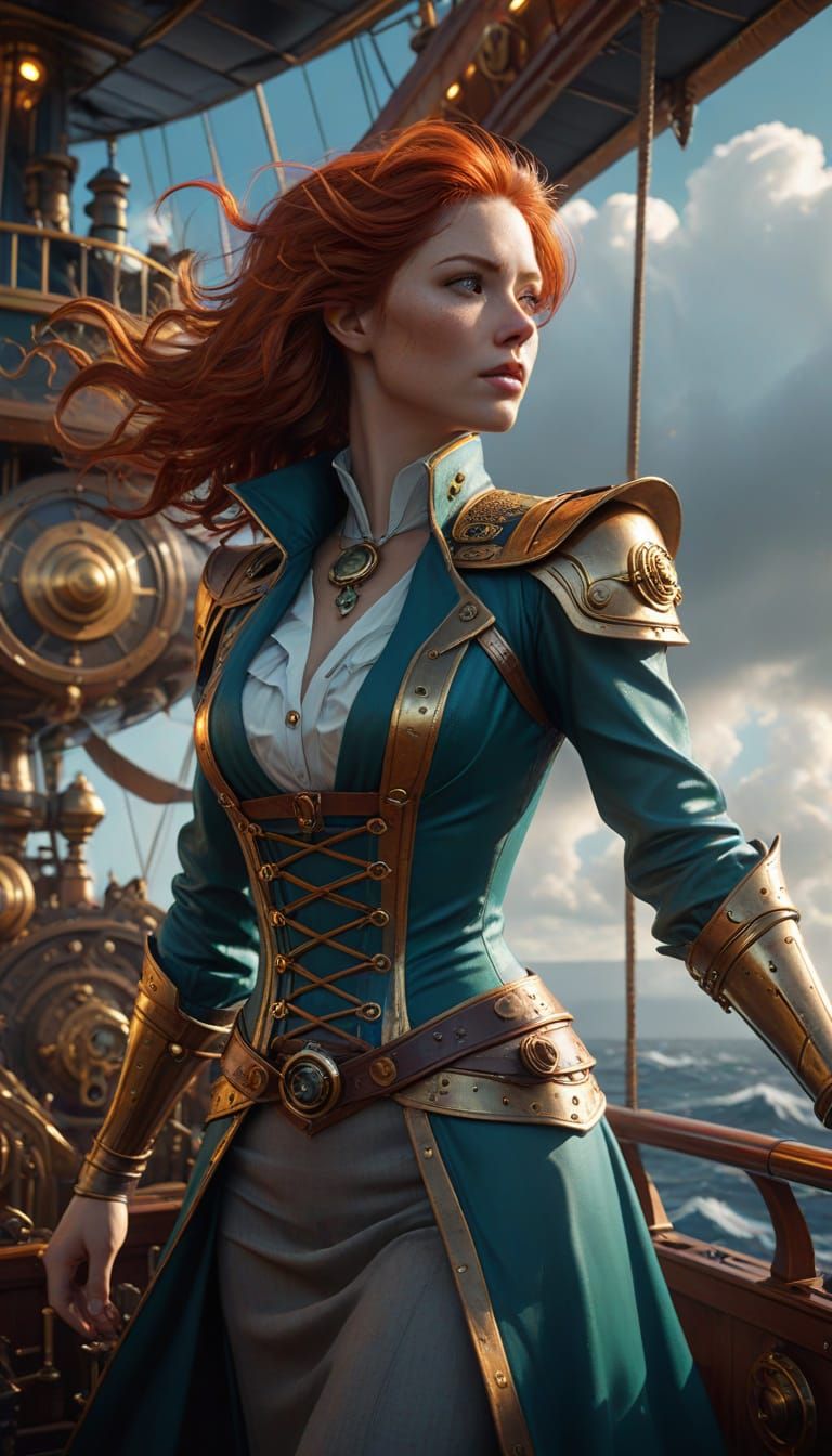 Steampunk Airship Illustration in Miyazaki Style