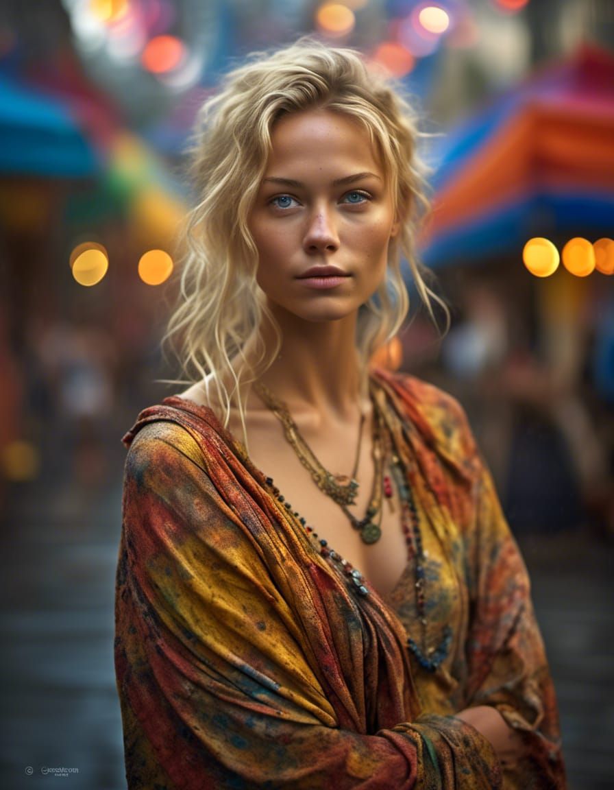 Radiant Portrait of a Blonde Woman in HDR