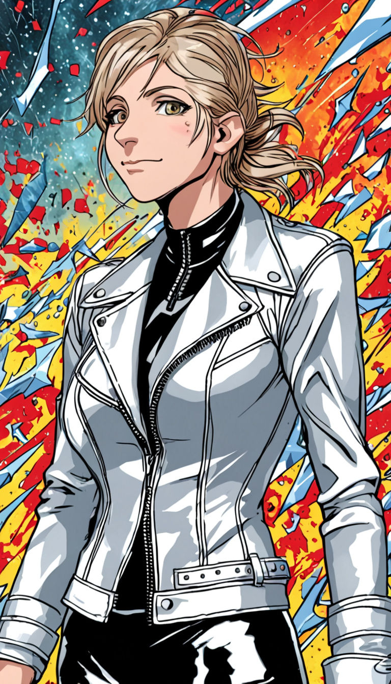 Elegant Evil Emma Frost in a Biker Jacket, Marvel Comics Mul...