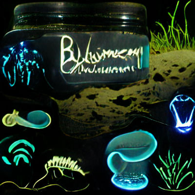 Bioluminescent Ecosystem with Alien Flora and Fauna
