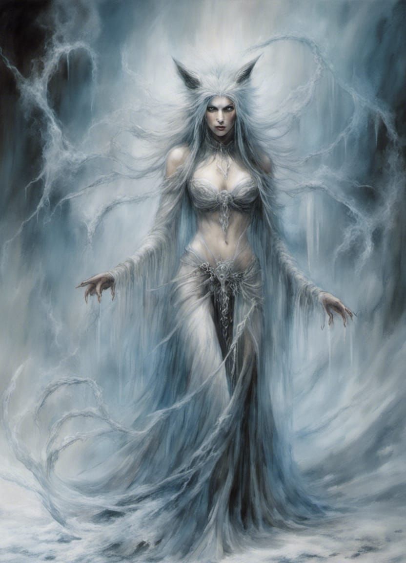 Snow Fox Ice Witch in Oil Painting Style