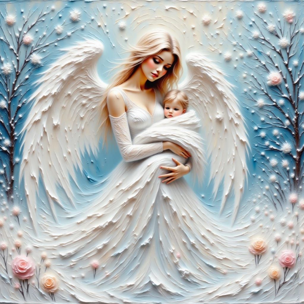Angel Protects Baby on Snowy Winter Day