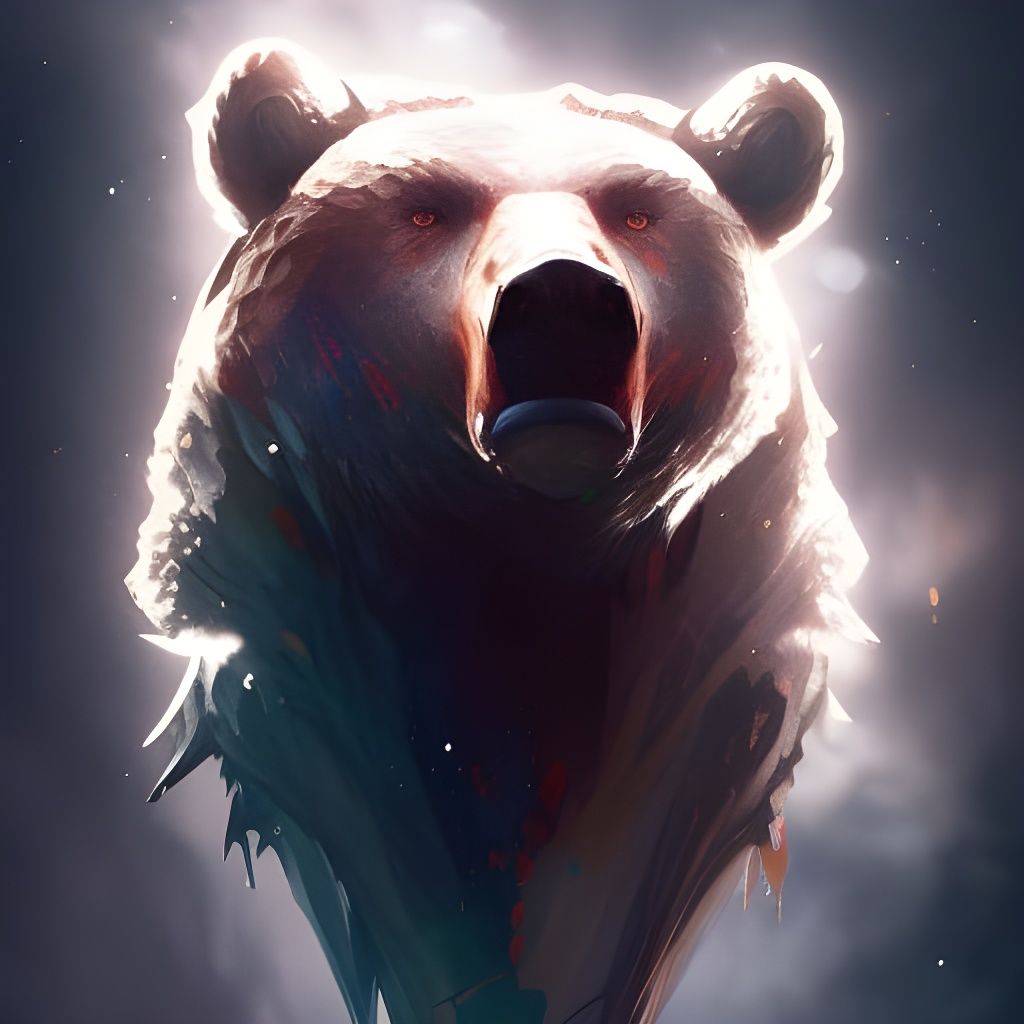 Detailed Bear Dragon Portrait in Art Nouveau Style