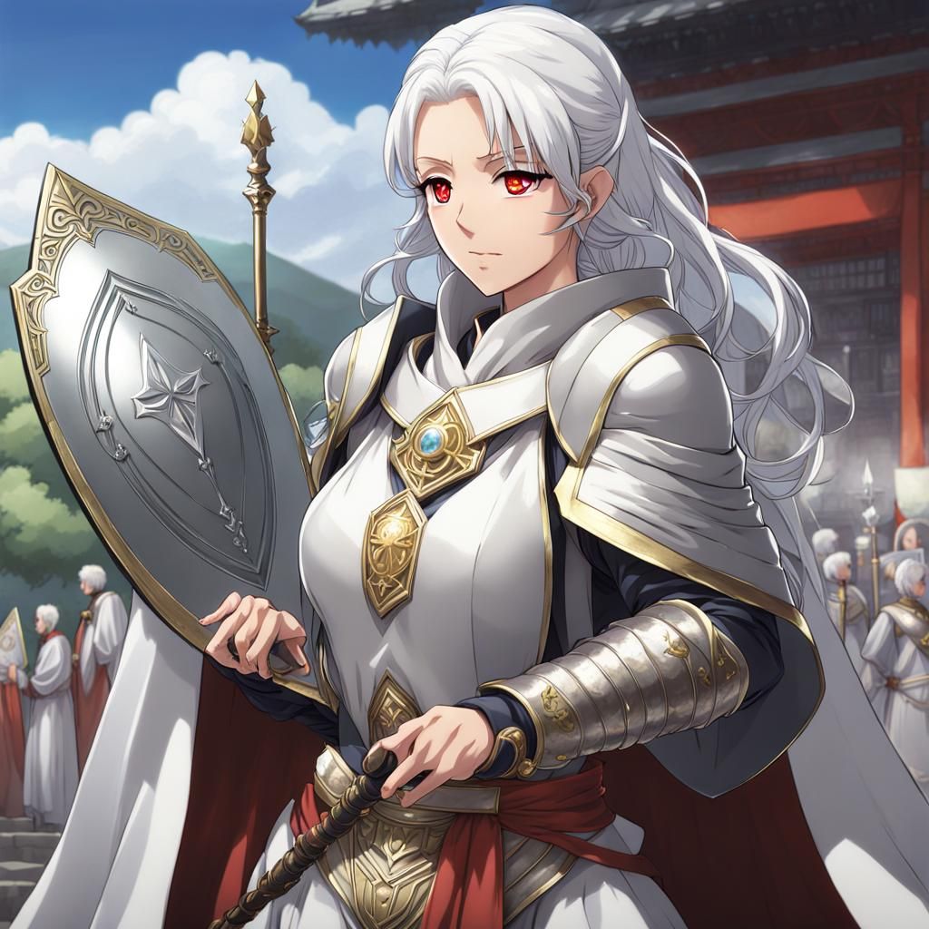 Anime Priestess: Old Woman in Silver Armor