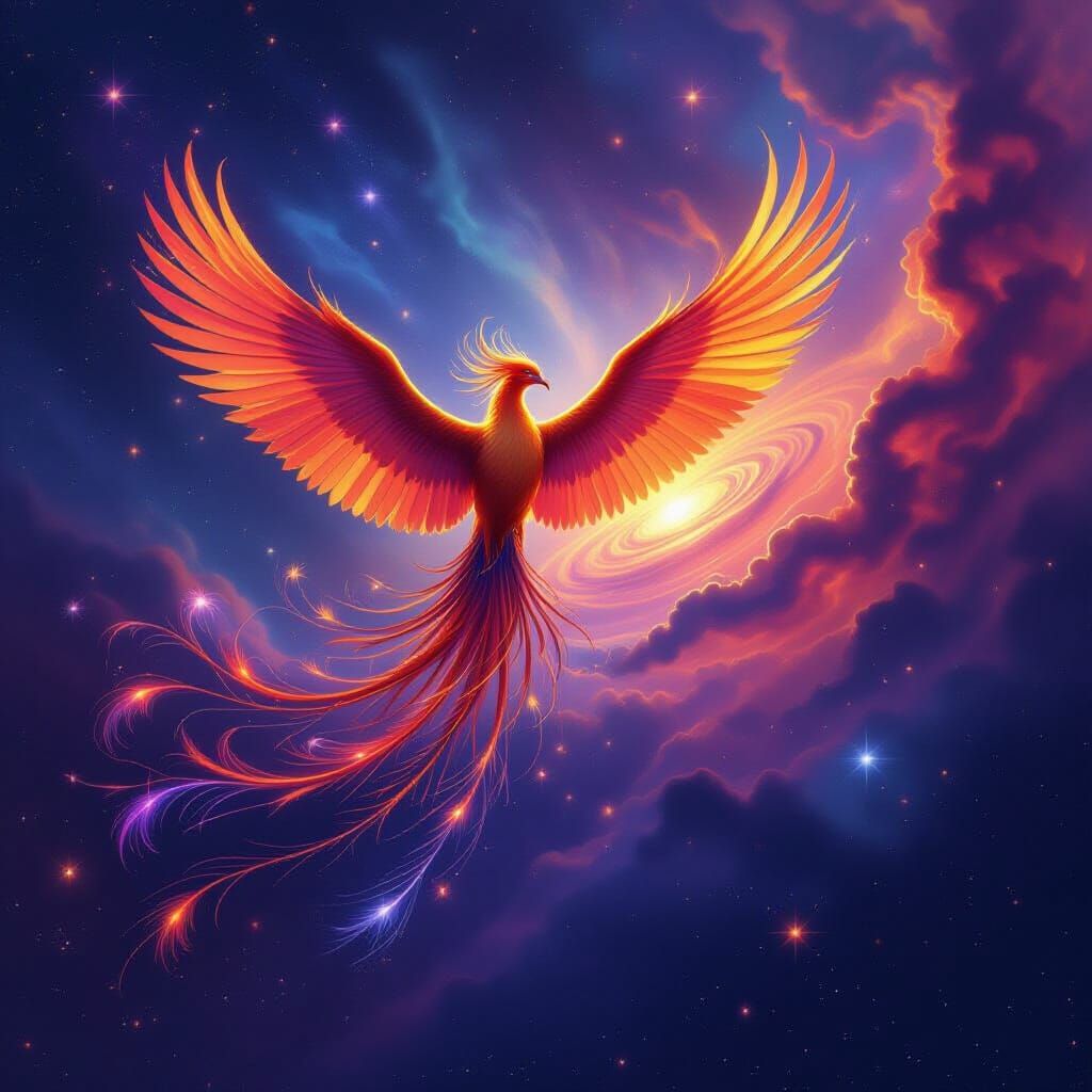 Majestic Phoenix Soars Through Cosmic Nebula