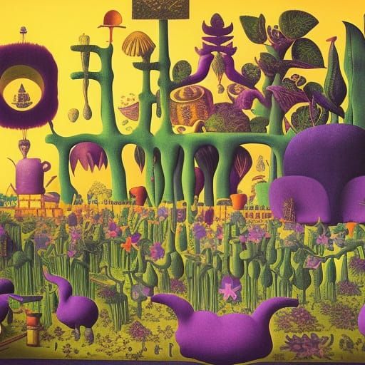 Psychedelic Purple Cats Rock Album Cover Art
