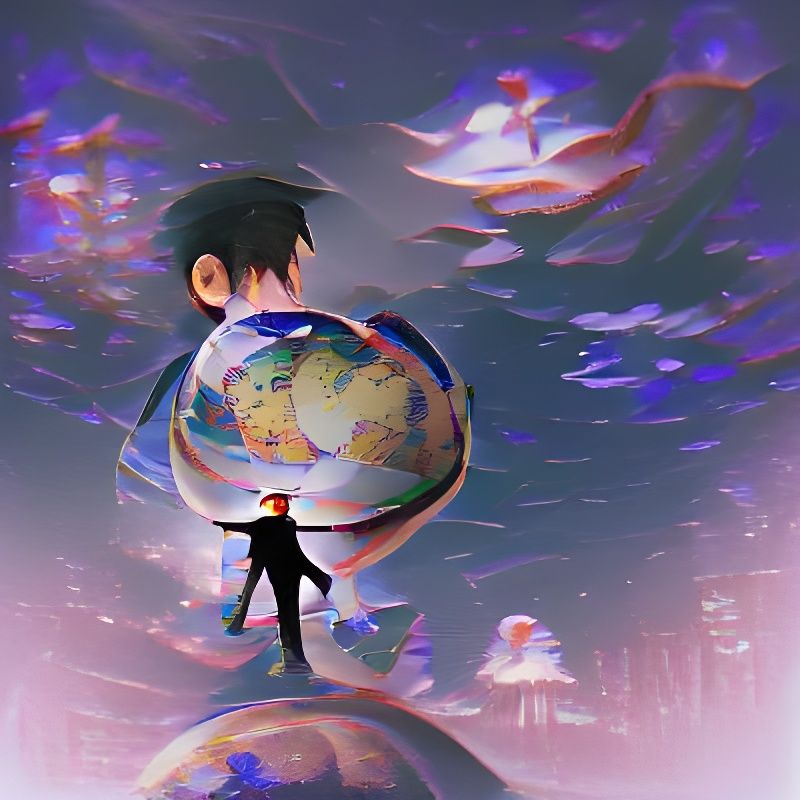 Man Encompassed by a Vibrant World