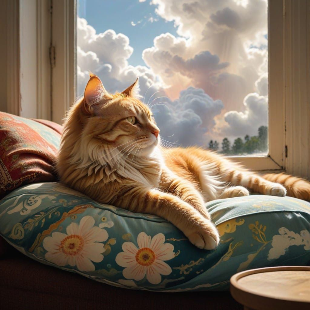 Whimsical Cat in Soft Focus, Dreamy Atmosphere