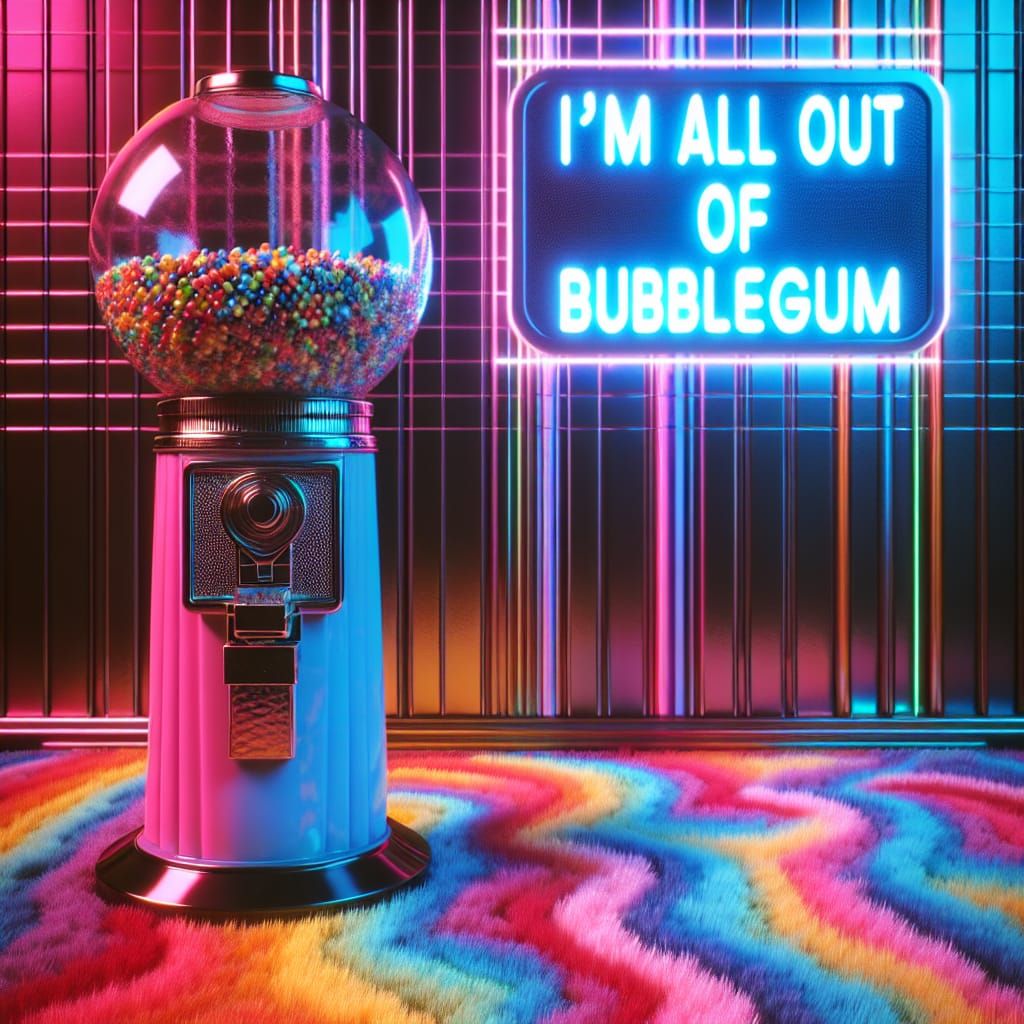 Cyberpunk Gumball Machine with Neon Sign