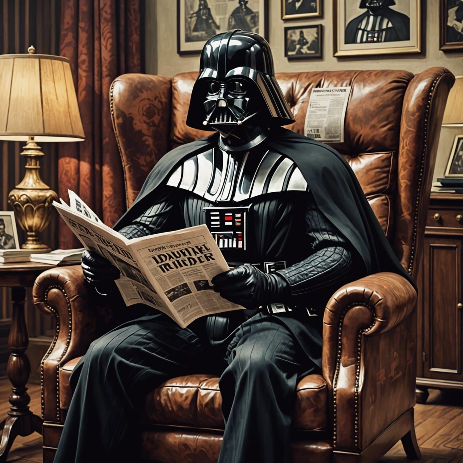 Darth Vader Relaxing in 1970s Style