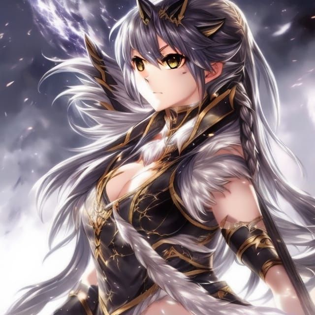 Regal Calico Cat Girl in Fantasy JRPG Style