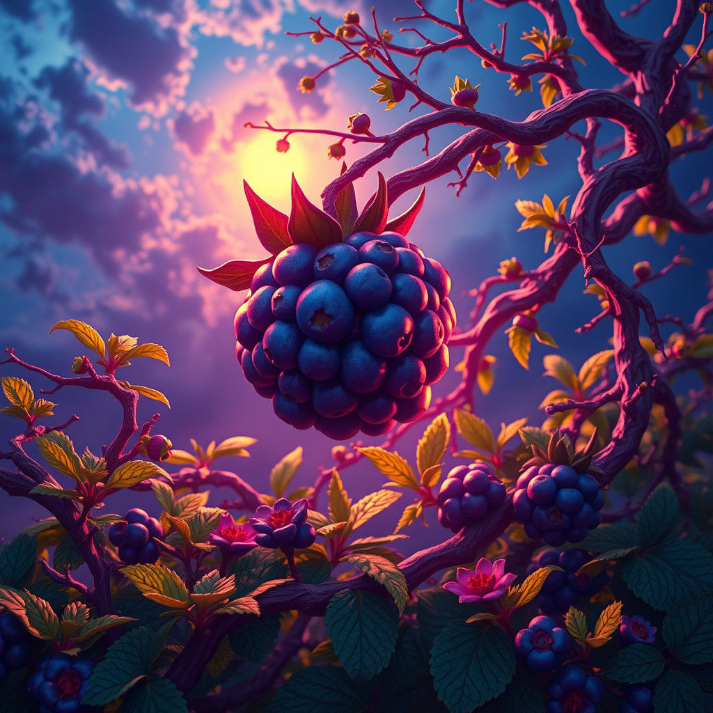 Blueberry in Atmospheric Matte Painting Style