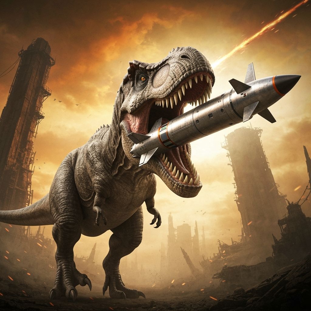T-Rex Bites Missile in Action Scene