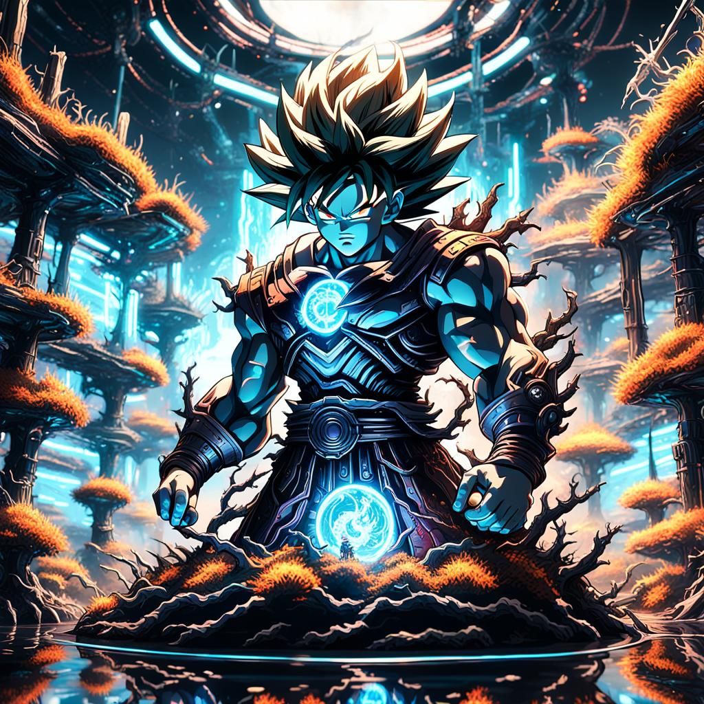 Goku in Demon Realm: Sci-Fi Concept Art