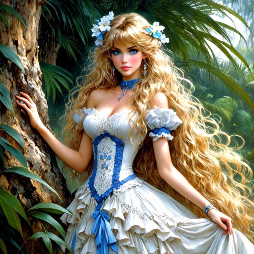 Photorealistic Beauty in Tropical Paradise, as Digital Art