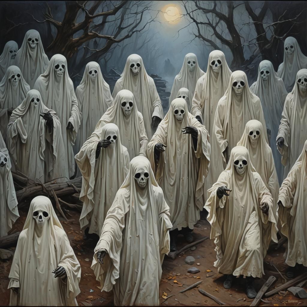 Ethereal Ghosts in Oil Painting Style