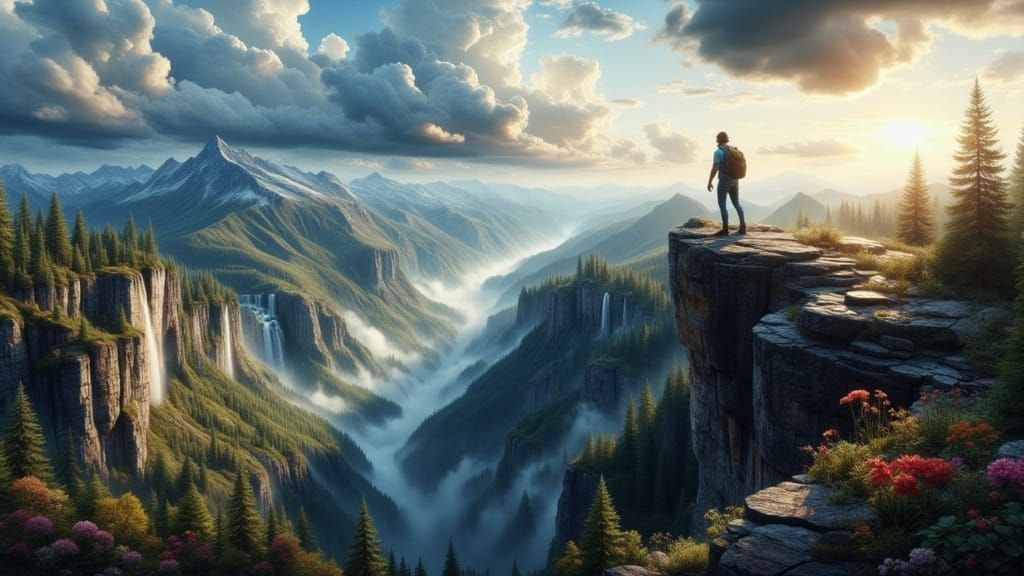 Dramatic Canyon Landscape in Romantic Style