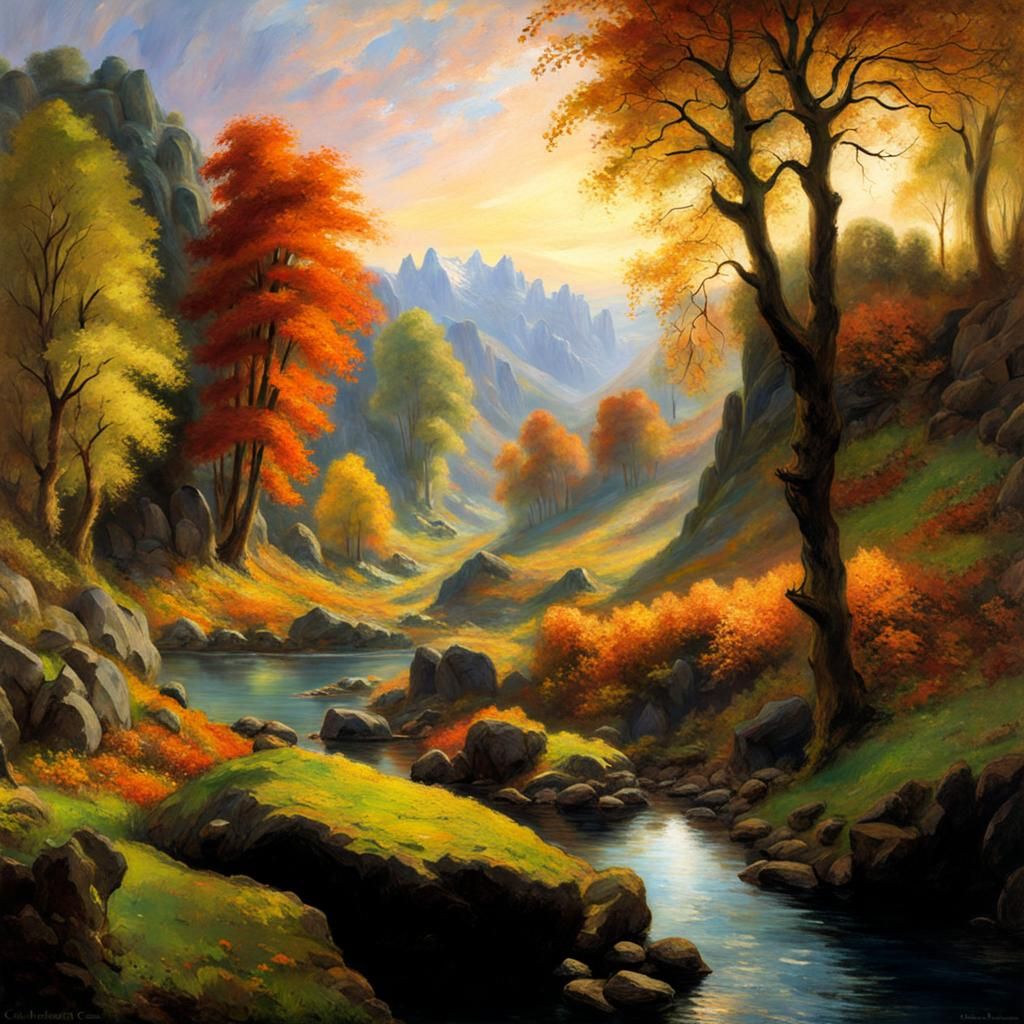 Luminist Cave with Bright Colors and Chiaroscuro