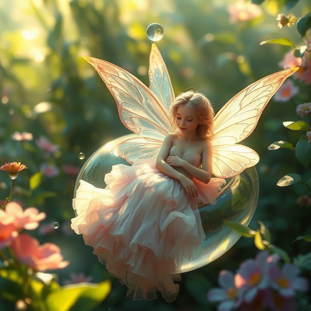 Ethereal Fairy in Dewdrop, Romantic Realism