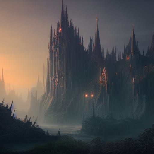 Fantastical Dusk Scene in Detailed Matte Painting
