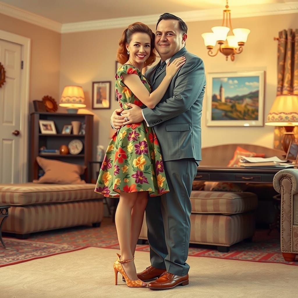 Vintage-Inspired Crossdresser Couple in Rendition of 1950s D...