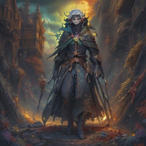 Surreal Woman with Voluminous Hair and Tattoos