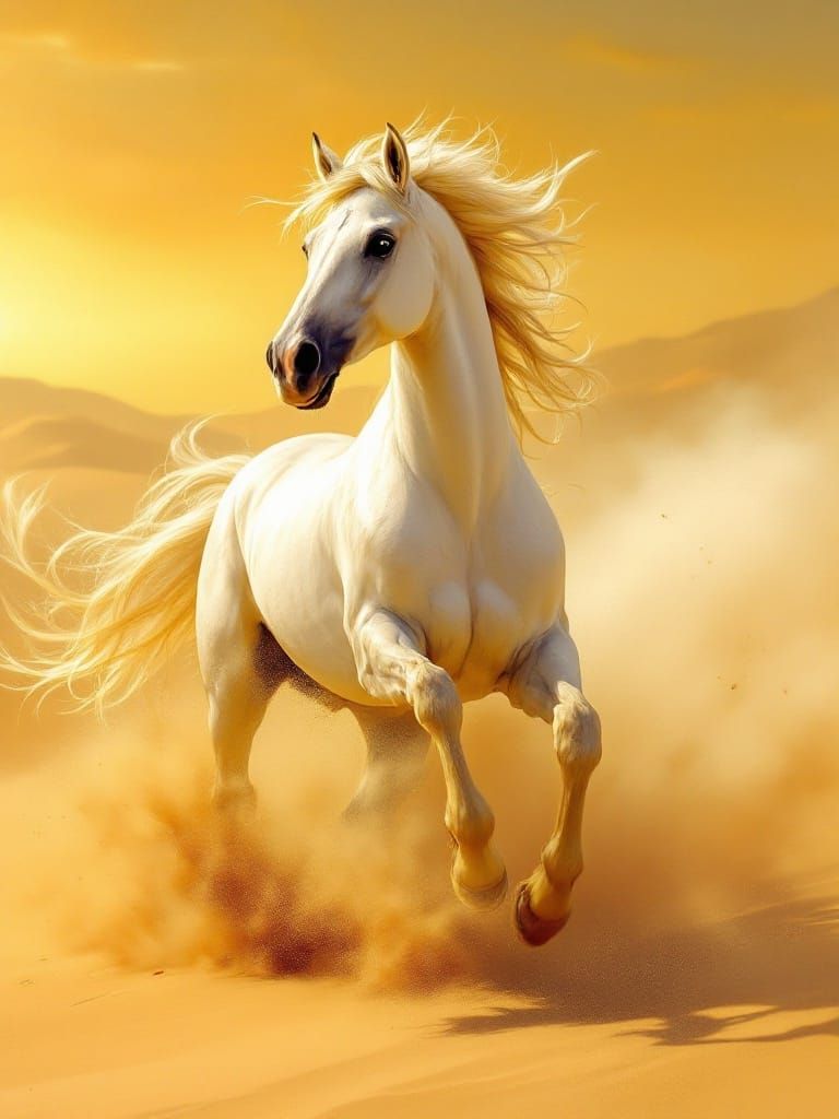Arabian Stallion in Majestic Desert Gallop