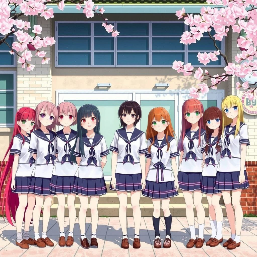 Hyper Realistic Spring Class Picture of Young Women in Seifu...