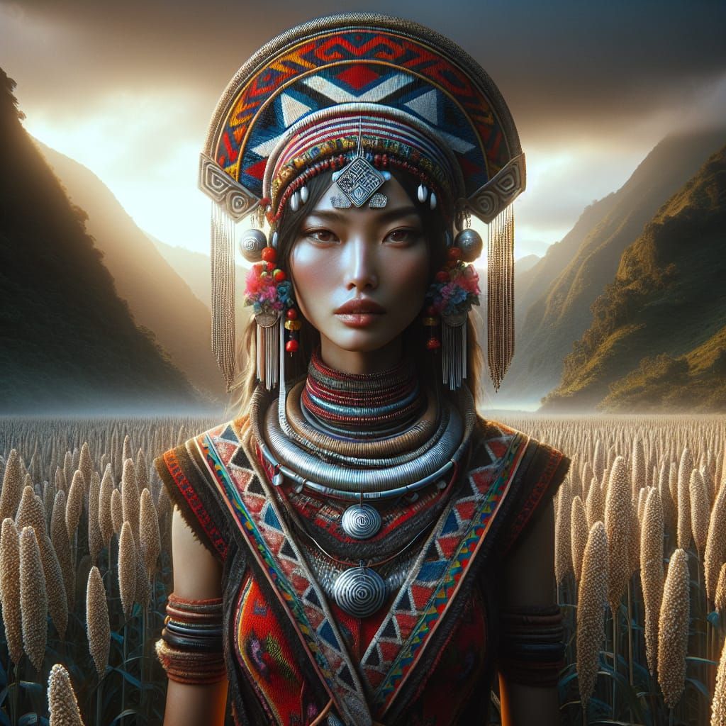 Tsou Goddess of Harvest in Traditional Attire