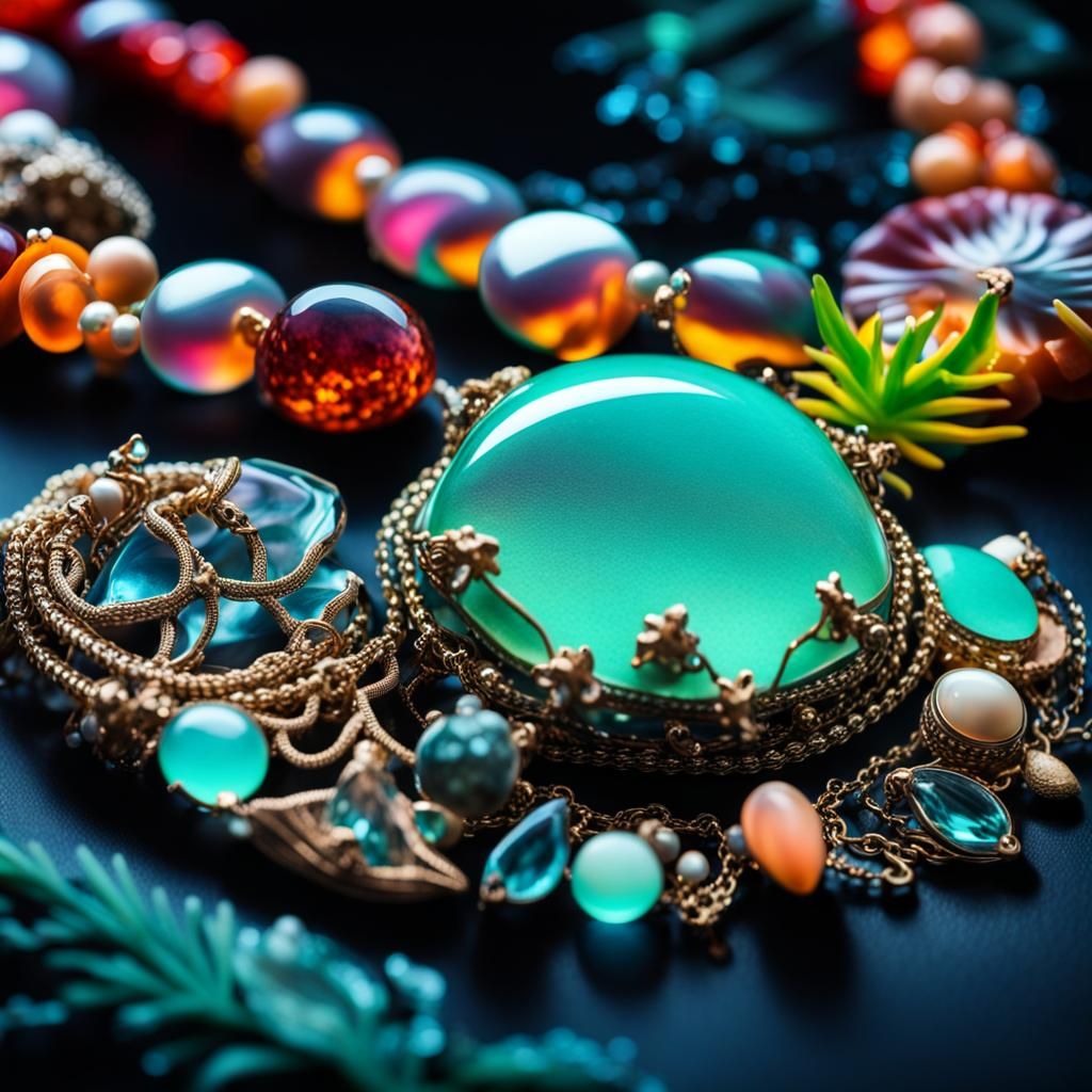 Glow-in-the-Dark Tropical Jewelry with Gems
