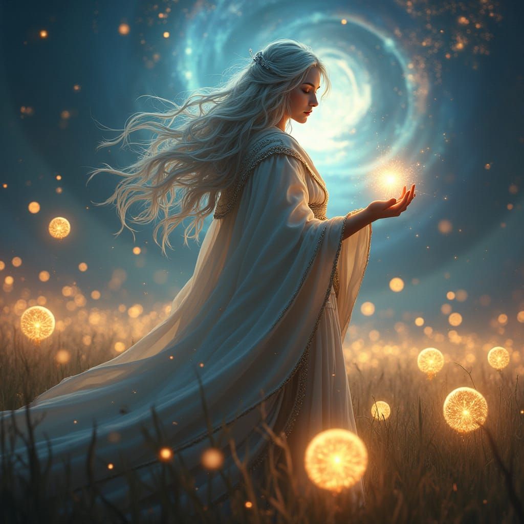 Ethereal Sorceress in Astral Vortex, Photorealistic Renderin...