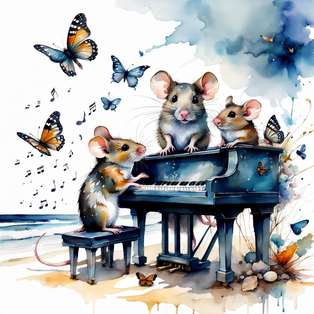 Whimsical Mice Family Perform Beachside Concert