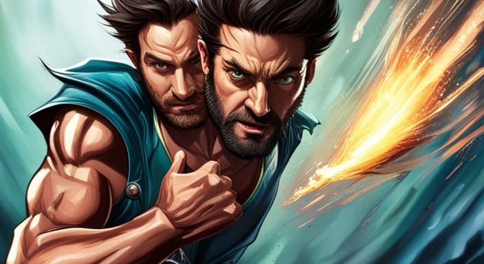 Wolverine Battles Dragon: Hyperrealistic Splash Art