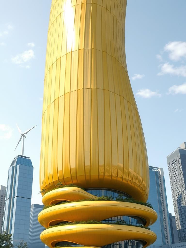 Banana Skyscraper: Biomorphic Futuristic Architecture