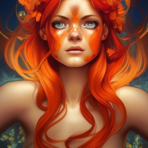 Fire Goddess Portrait in Granblue Fantasy Style