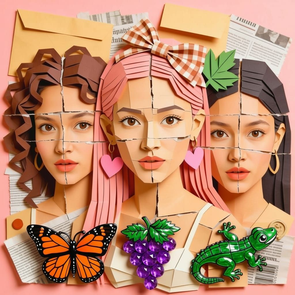 Papercut Collage of Assembled Faces