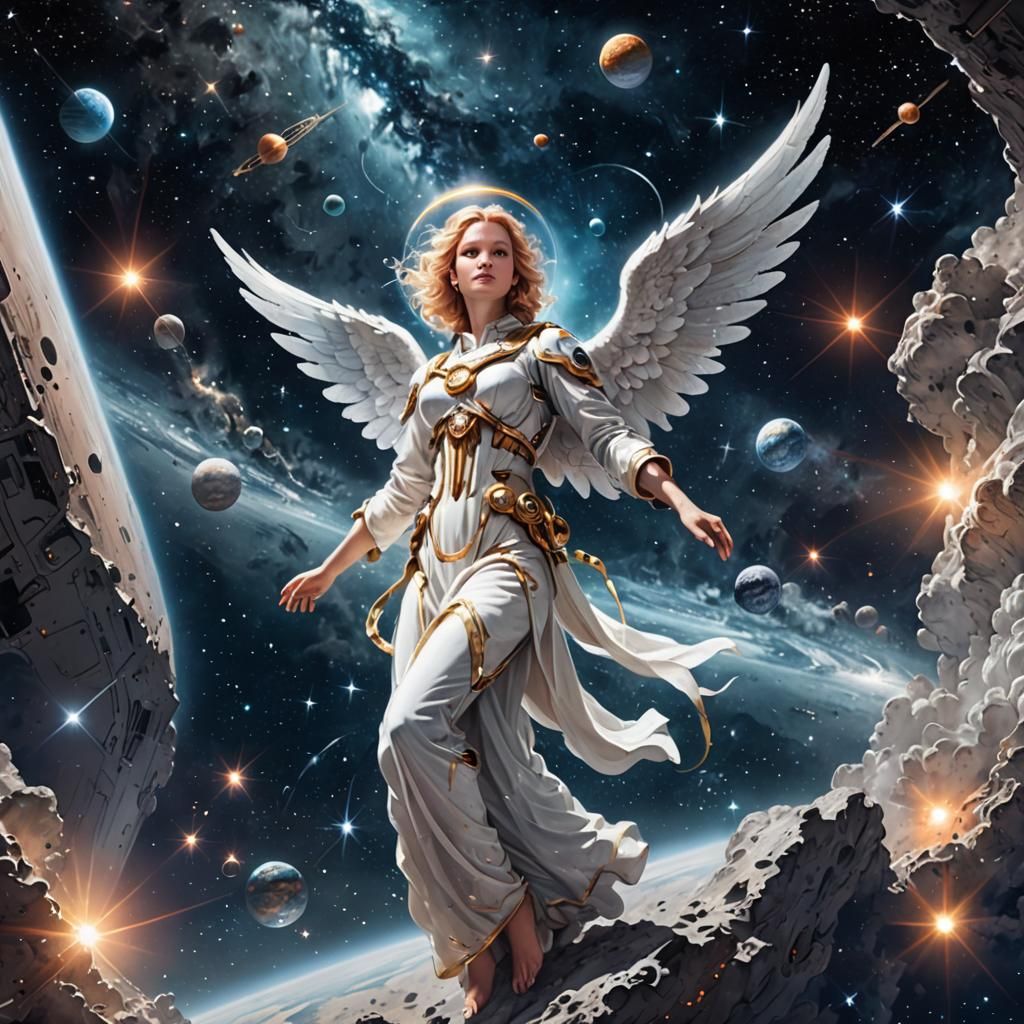 Celestial Angel Drifting Through Space